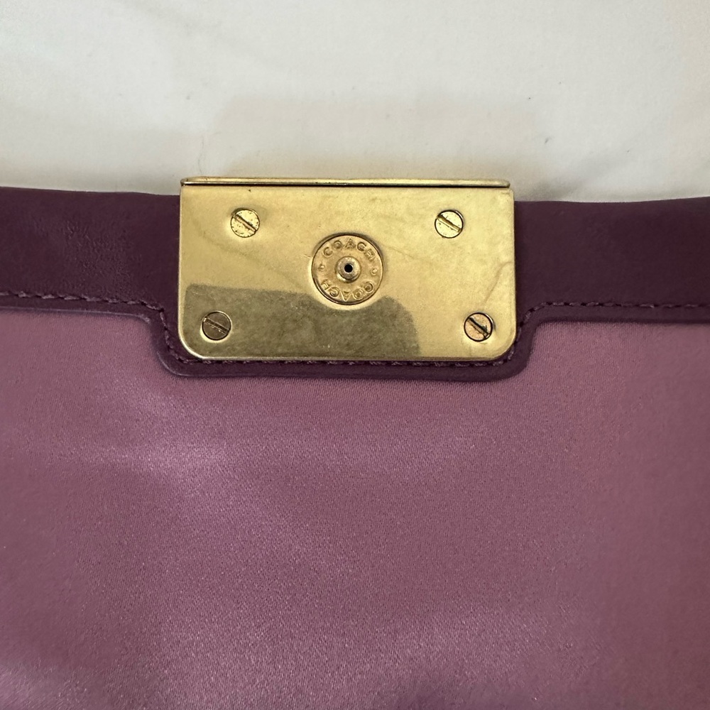 Coach Plum Leather Wristlet with Gold Accents - Picture 10 of 13